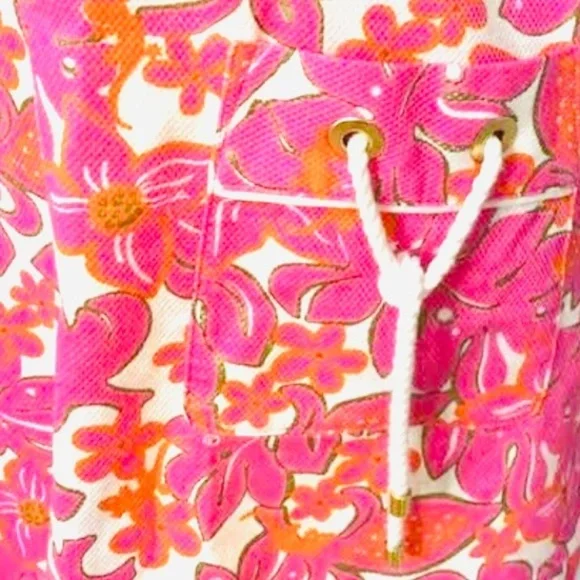 LILLY PULITZER Sleeveless Floral Knot Rope Shift Dress, pink and white - Picture 3 of 6